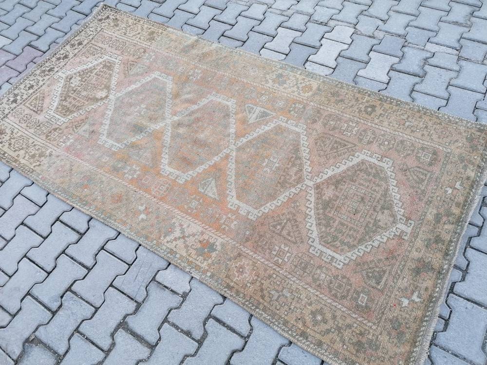 4.2 x 8.3 oushak wool runner rug, vintage turkish runner, hallway handmade runner, kitchen runner rug