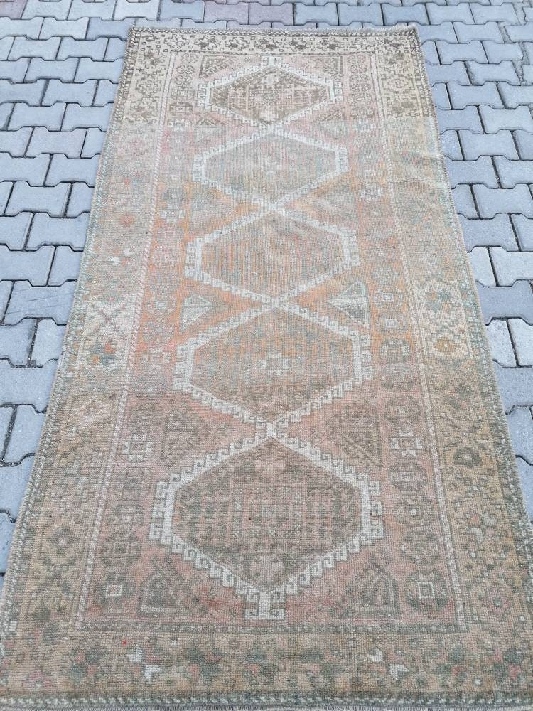 4.2 x 8.3 oushak wool runner rug, vintage turkish runner, hallway handmade runner, kitchen runner rug