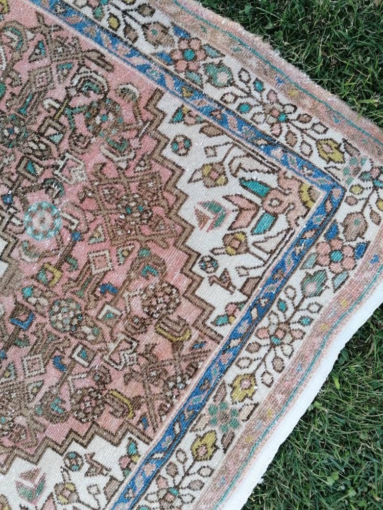 3.6 x 5 handmade rug, vintage rug, wool hand-knotted rug