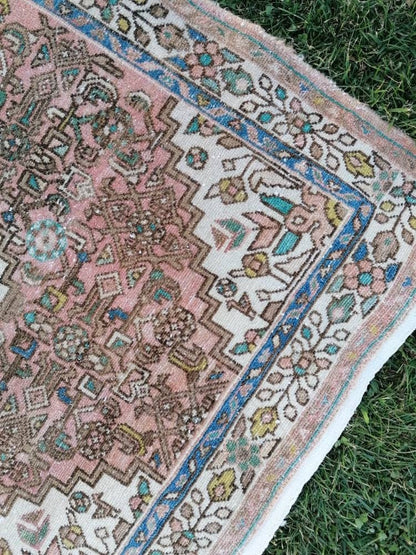 3.6 x 5 handmade rug, vintage rug, wool hand-knotted rug