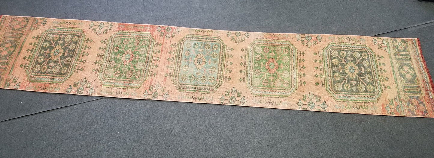 2.4 x 11.5 oushak turkish runner rug,turkish runner rug,oushak rug