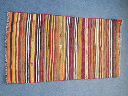4.2 x 2.4 flat woven rugs, hand made flatweave rug, oushak rug, rustic rug