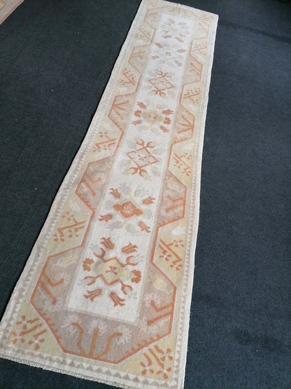 2.6 x 10.2 runner rug, turkish runner rug, vintage runner rug, oushak runner rug
