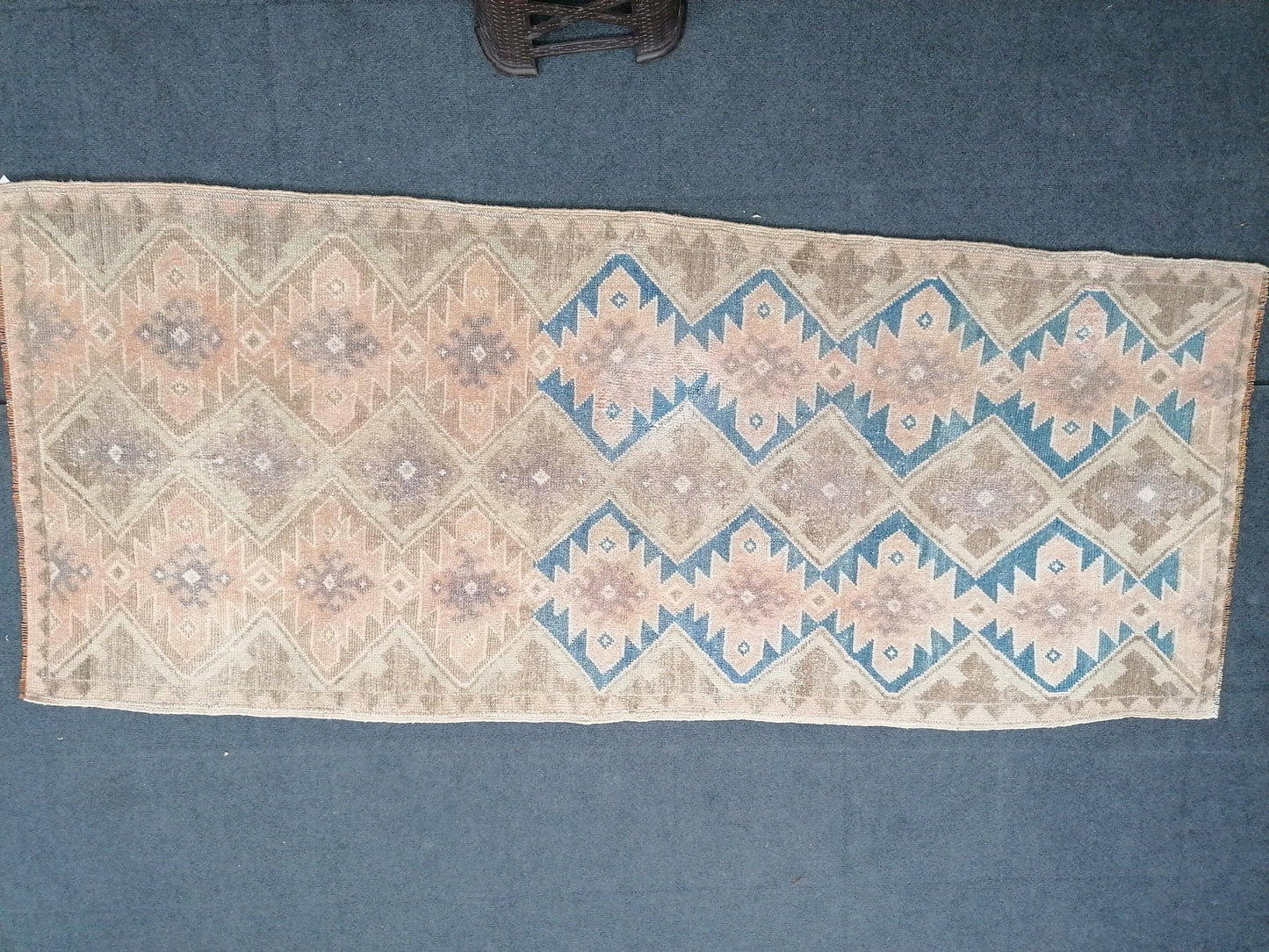 7.4 x 3.2 oushak turkish runner rug, turkish rug, vintage oushak rug, vintage anatolian rug