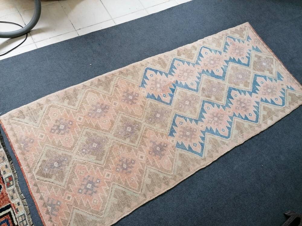 7.4 x 3.2 oushak turkish runner rug, turkish rug, vintage oushak rug, vintage anatolian rug