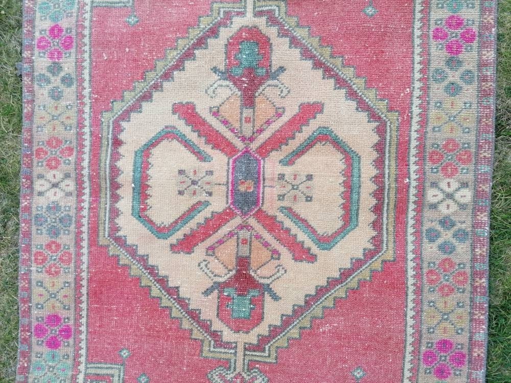 3.8 x 6.4 Turkish wool rug vintage handmade rug oushak rug kitchen rug bohemian rug