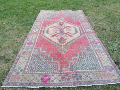 3.8 x 6.4 Turkish wool rug vintage handmade rug oushak rug kitchen rug bohemian rug