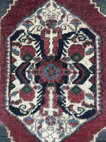 1.3 x 2.8 feet wool handmade kitchen floor mini rug, small door mat red, living room area mini rug