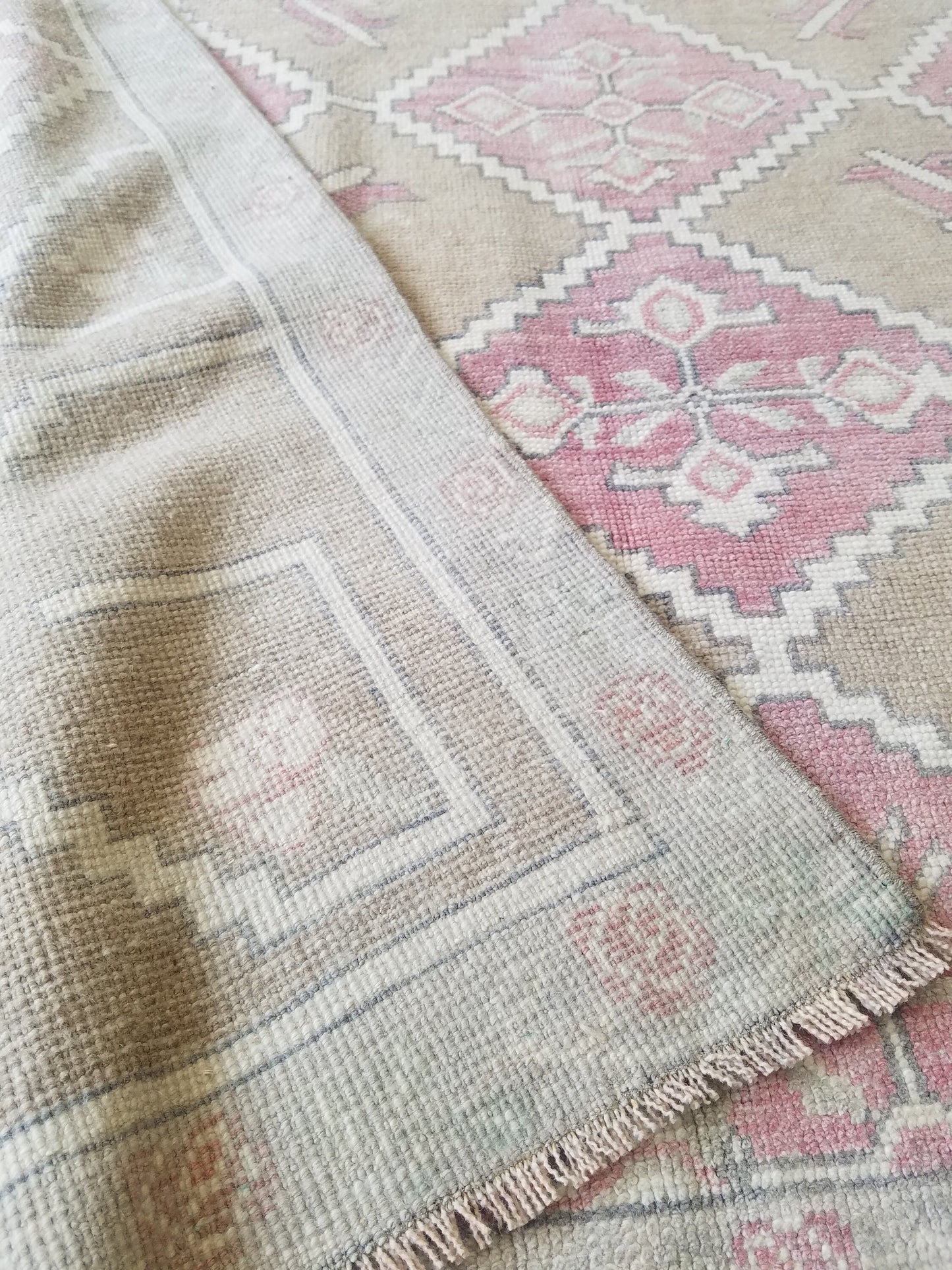 4.10 x 8.5 Neutral oushak rug, vintage wool rug turkish handmade rug runner rug, living room rug, kitchen runner