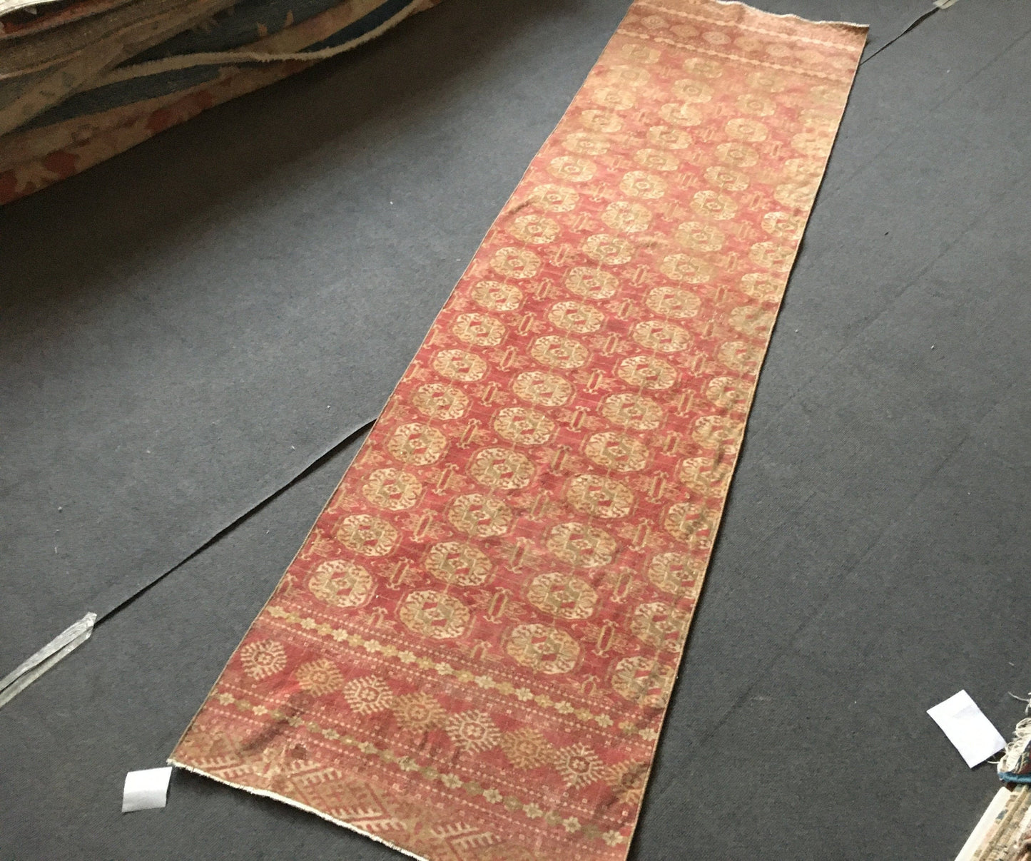 2.5 x 9 feet oversize long runner rug, vintage red runner rug, handmade wool turkish rug