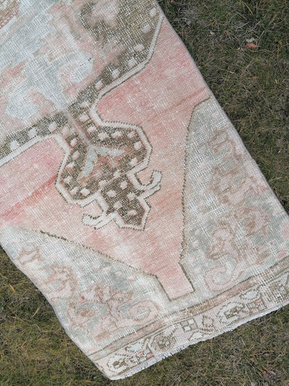 Oushak wool runner 2.2 x 7 distressed turkish rug, vintage runner ,  vintage anatolian rug