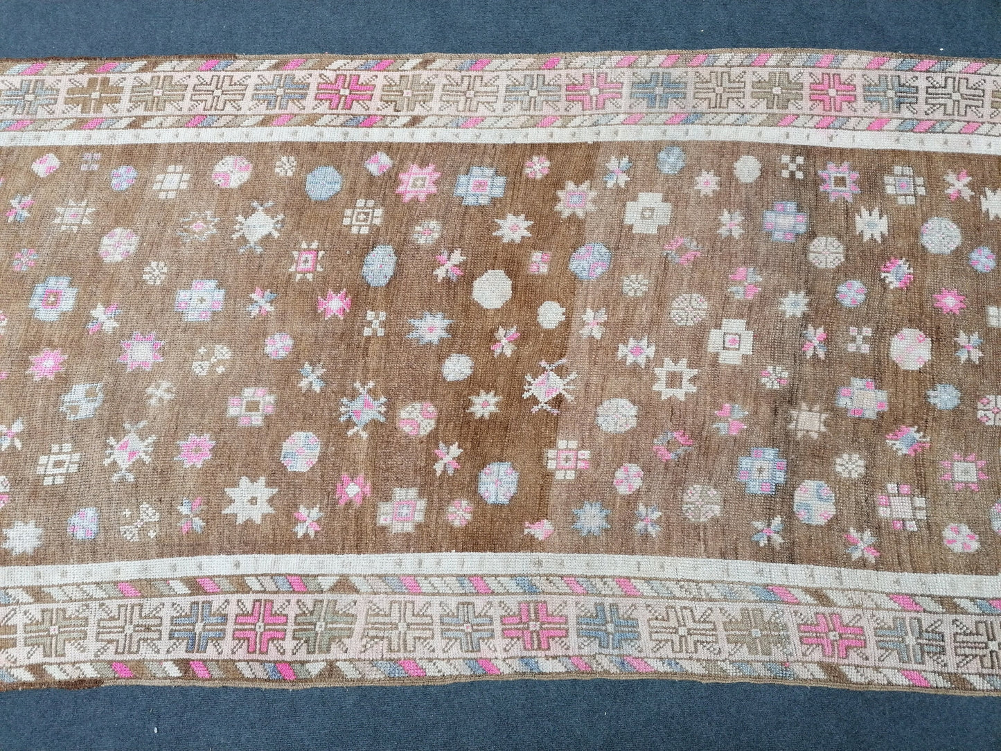 4.4 x 11 neutral oushak turkish runner rug, vintage turkish runner rug, oushak vintage rug, vintage rug