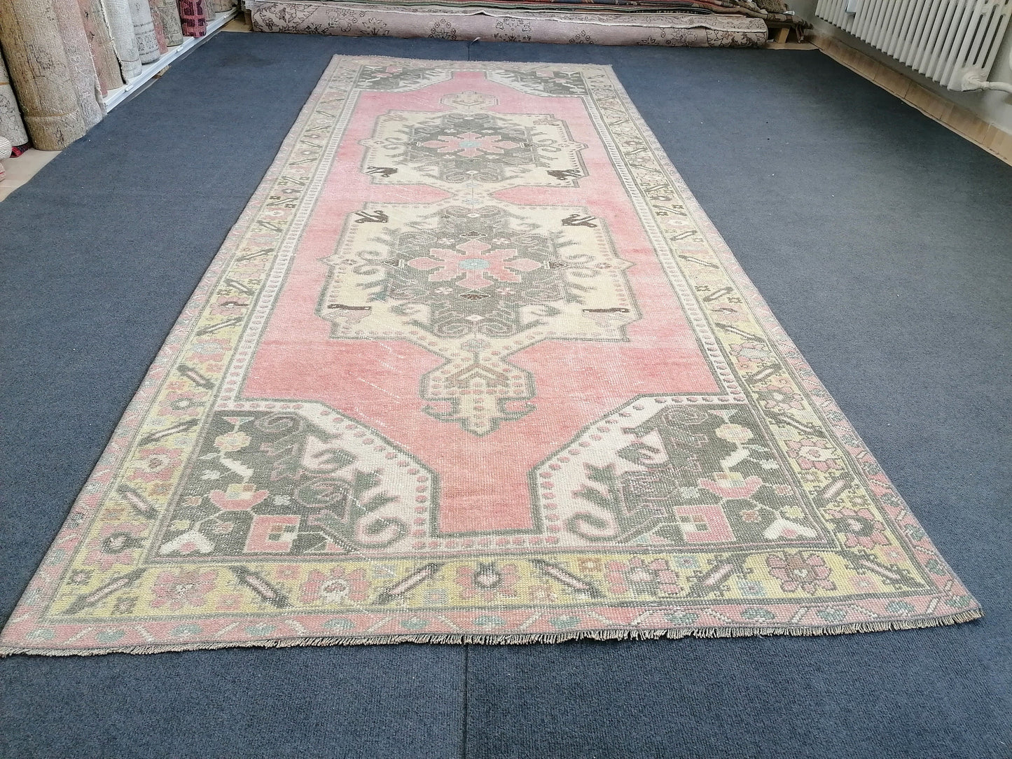 4.8 x 11.3 runner rug, turkish runner rug, vintage runner, kitchen runner, hallway runner rug ,oushak runner