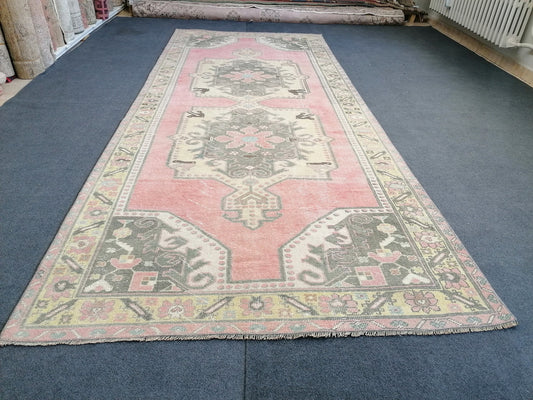 4.8 x 11.3 runner rug, turkish runner rug, vintage runner, kitchen runner, hallway runner rug ,oushak runner