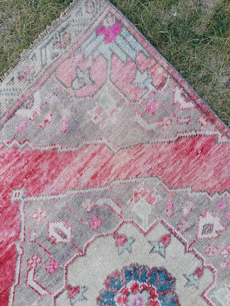 3 x 10.2 Oushak runner, turkish wool runner rug, vintage hallway runner unique hand made wool rug kitchen runner rug,