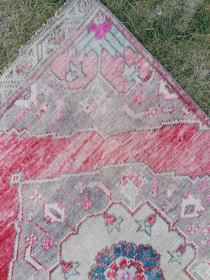 3 x 10.2 Oushak runner, turkish wool runner rug, vintage hallway runner unique hand made wool rug kitchen runner rug,