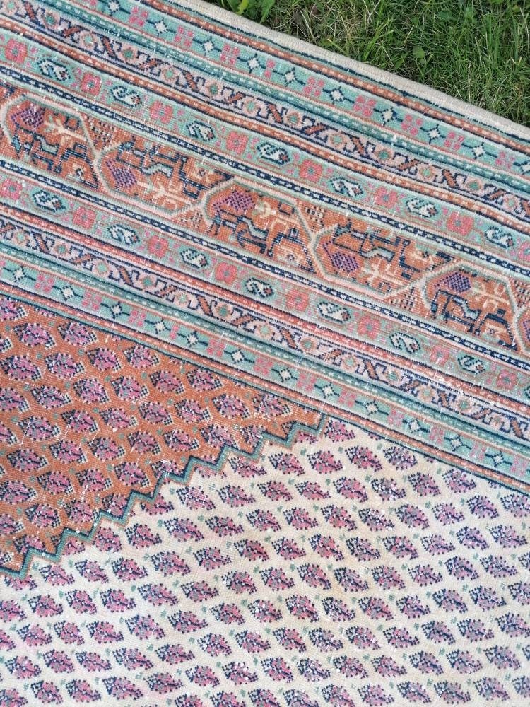 8x8 oushak wool rug, Turkish rug, vintage handmade rug, living room rug kitchen rug,