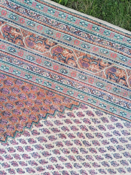 8x8 oushak wool rug, Turkish rug, vintage handmade rug, living room rug kitchen rug,