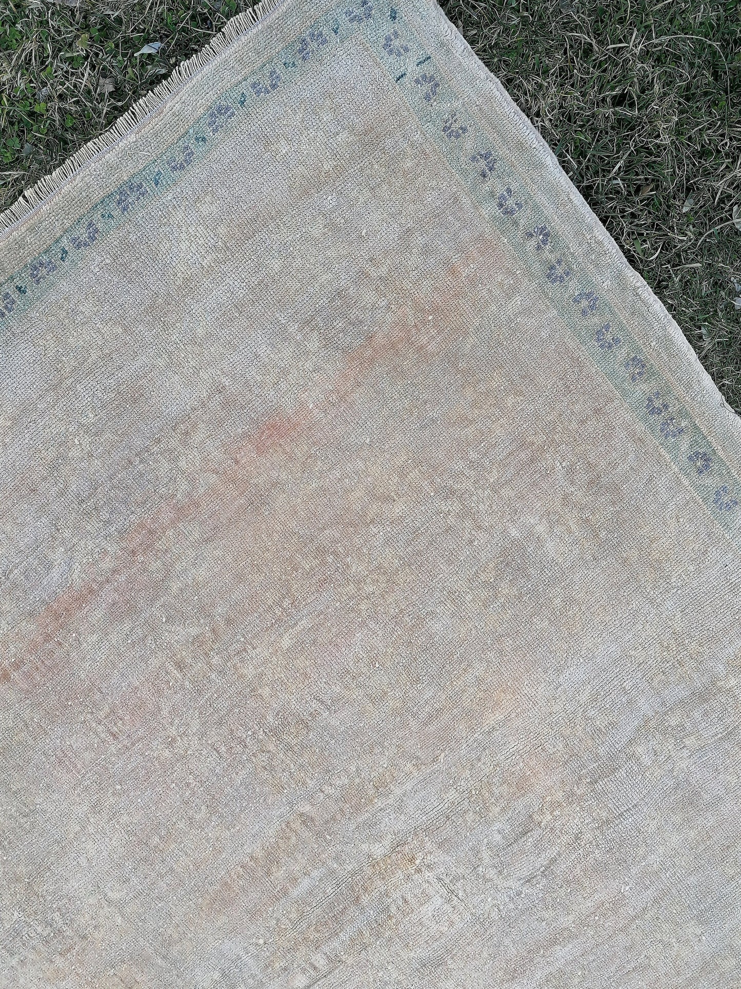 TurkÄ±sh neatural muted rug, vÄ±ntage wool rug 4'2x6'4 oushak hand made rug