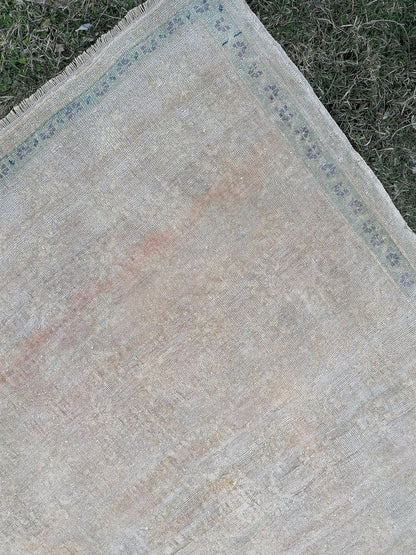 TurkÄ±sh neatural muted rug, vÄ±ntage wool rug 4'2x6'4 oushak hand made rug