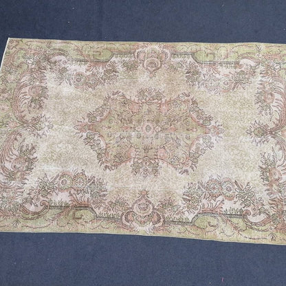 6.6 x 10 large vintage rug, oushak turkish rug, floor rug, living room rug