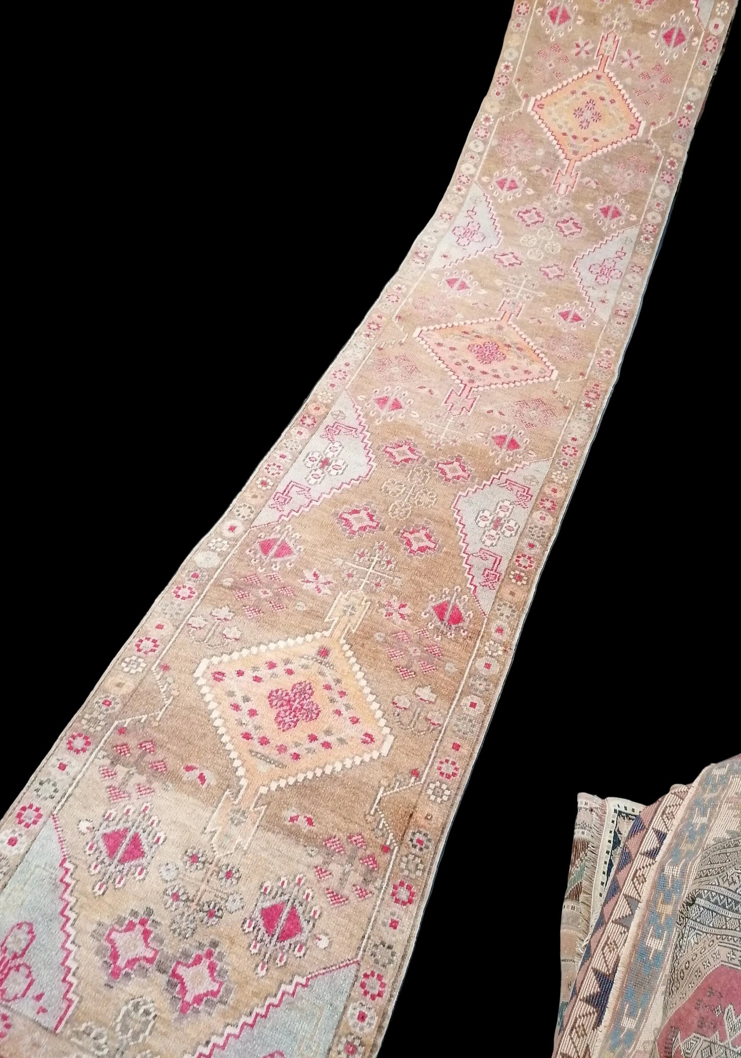 Oushak wool runner 2.10 x 15.8 long vintage runner, hallway handmade runner