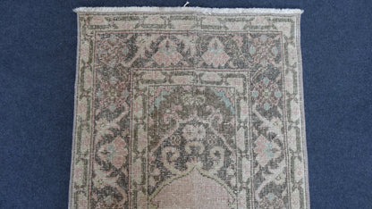 Hallway runner rug,muted vintage rug, turkish runner rug 2'2x13'2 feet