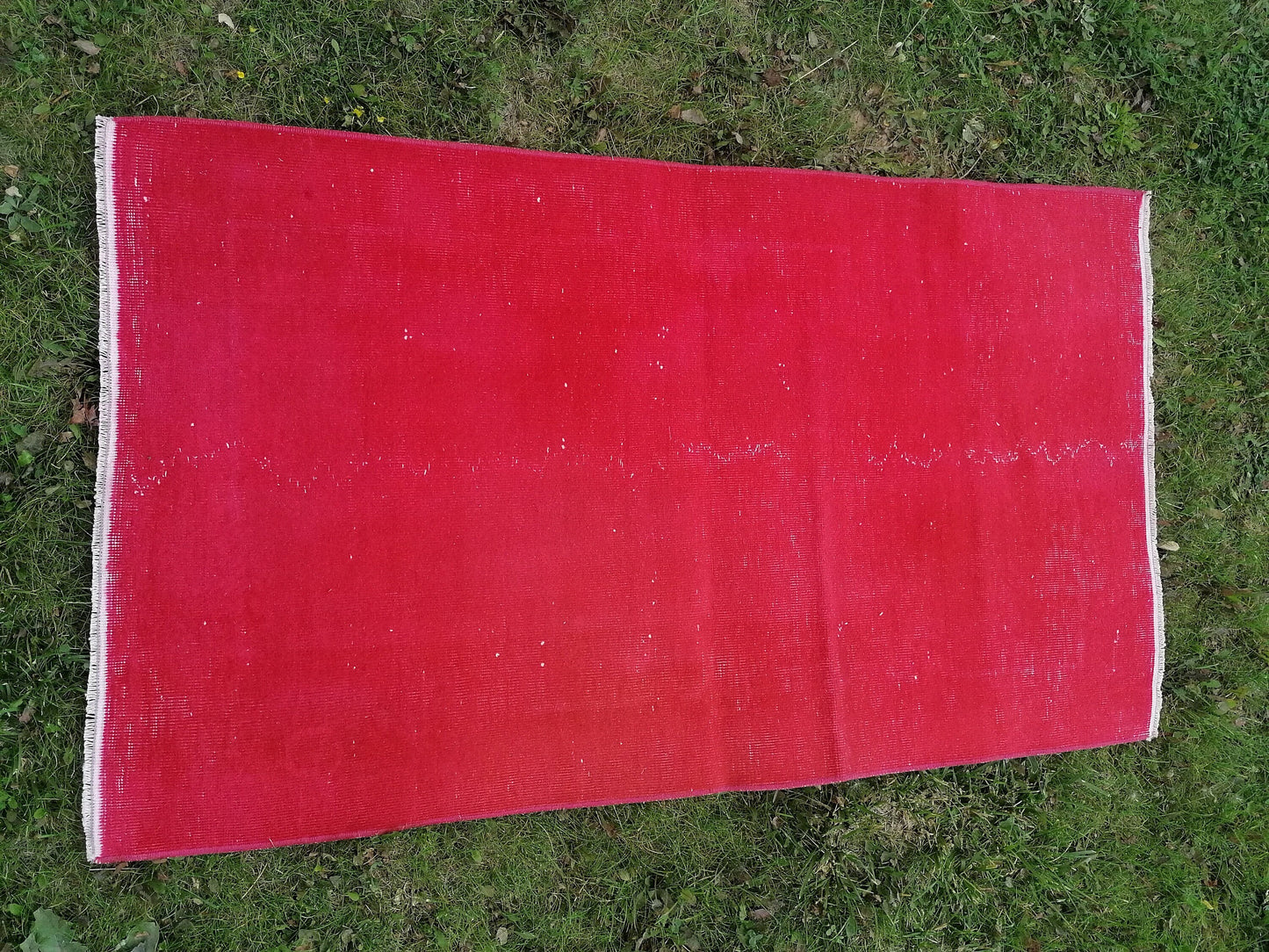 4 x 2.4 Red Turkish rug  vintage rug, over-dyed rug, hand made rug,wool rug