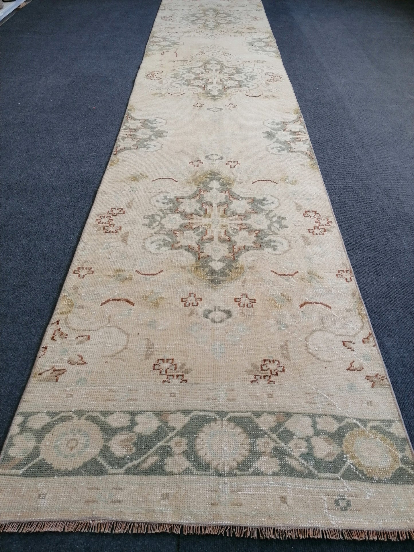 2.7 x 13.6 turkish runner rug,runner rug,vintage oushak runner rug,kitchen runner rug