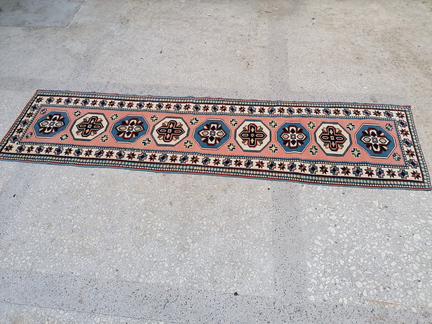 2.4 x 9 turkish runner rug,oushak  runner rug,vintage rug,vintage oushak rug,