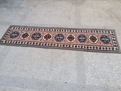 2.4 x 9 turkish runner rug,oushak  runner rug,vintage rug,vintage oushak rug,