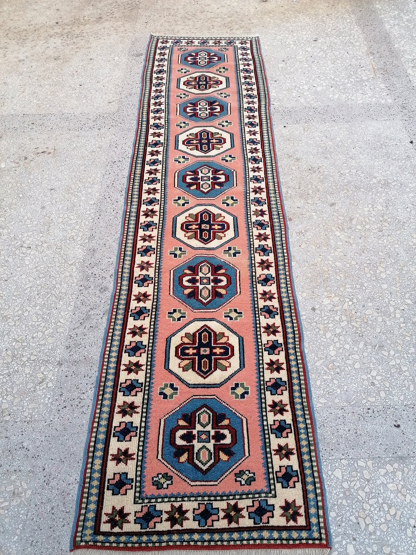 2.4 x 9 turkish runner rug,oushak  runner rug,vintage rug,vintage oushak rug,
