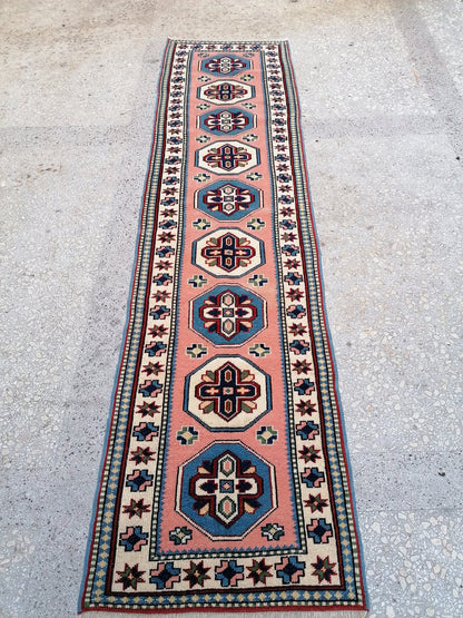 2.4 x 9 turkish runner rug,oushak  runner rug,vintage rug,vintage oushak rug,