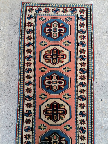 2.4 x 9 turkish runner rug,oushak  runner rug,vintage rug,vintage oushak rug,
