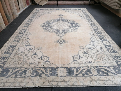 7 x 11.6 feet, navy blue oushak rug, vÄ±ntage turkÄ±sh rug, anatolian handmade rug, distressed rug