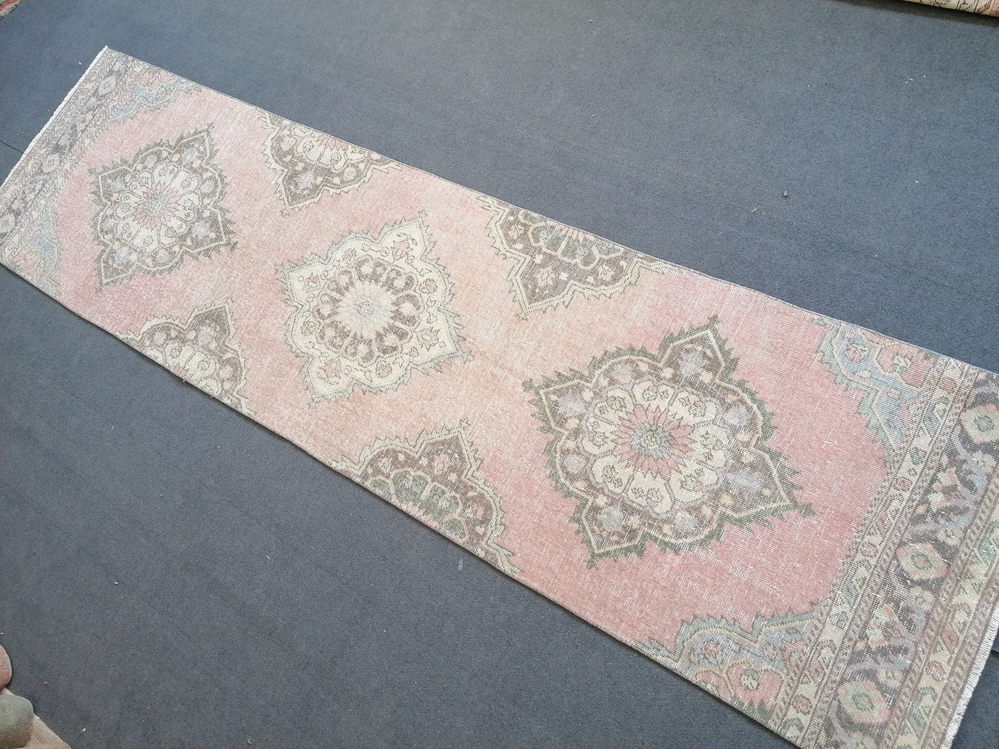 2.10 x 10.10 Pastel runner rug, Oushak runner rug,wool rug,