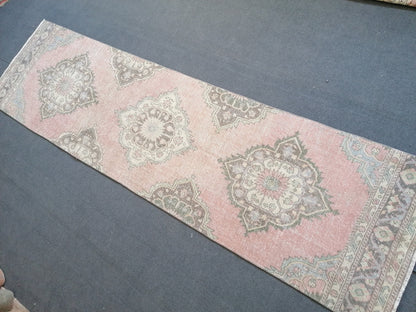 2.10 x 10.10 Pastel runner rug, Oushak runner rug,wool rug,