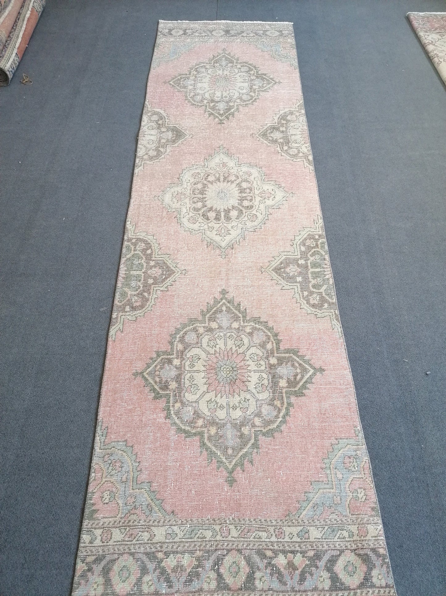 2.10 x 10.10 Pastel runner rug, Oushak runner rug,wool rug,