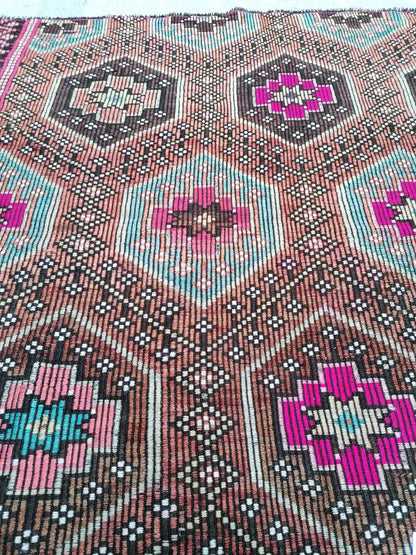 5.9 x 5.'5 flatwoven with embroidery rug turkish hand made rugs