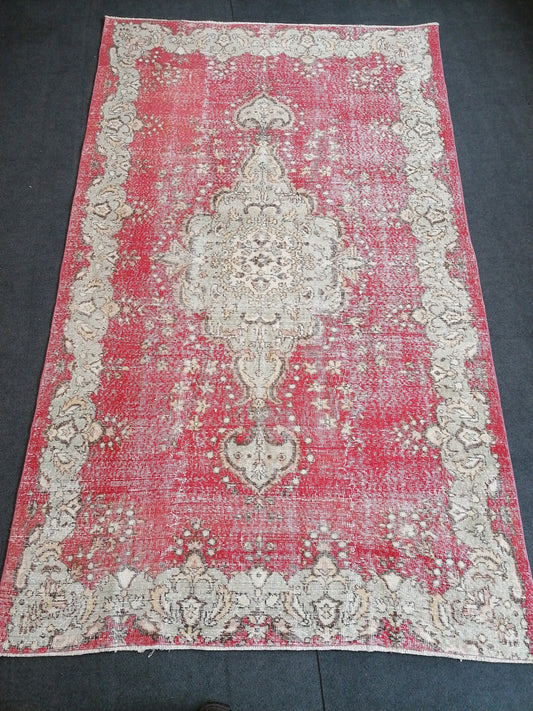 5.6 x 9.7 turkish oushak rug  vintage oushak rug wool oushak rug distressed hand made