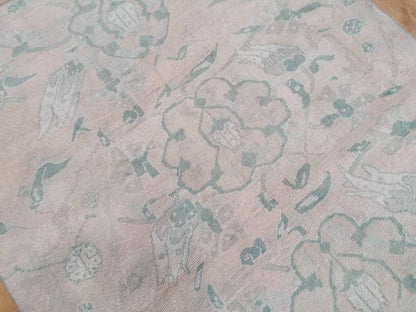 Vintage rug, green oushak rug  4.6 x 7.2 living room rug