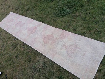2.7 x 11.10 Muted runner rug vintage runner rug turkish runner  muted  wool runner rug