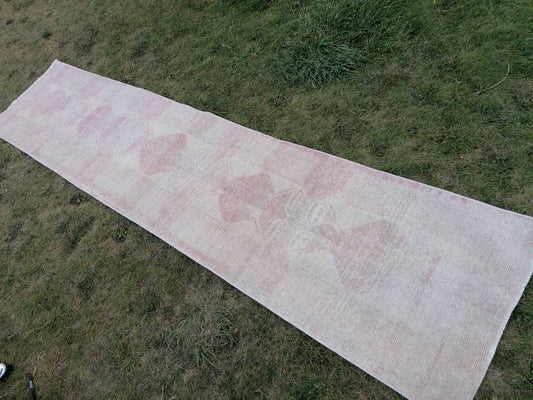 2.7 x 11.10 Muted runner rug vintage runner rug turkish runner  muted  wool runner rug