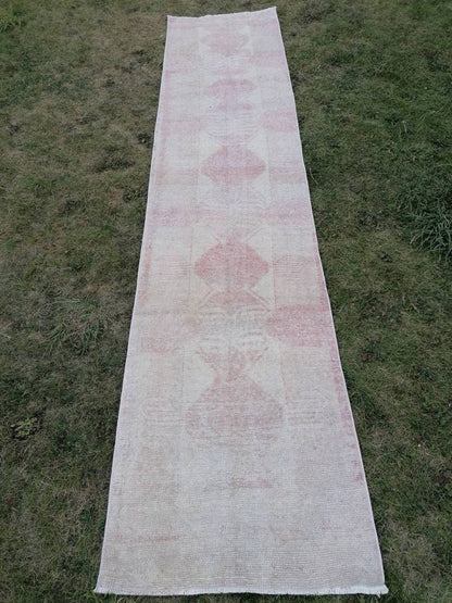 2.7 x 11.10 Muted runner rug vintage runner rug turkish runner  muted  wool runner rug