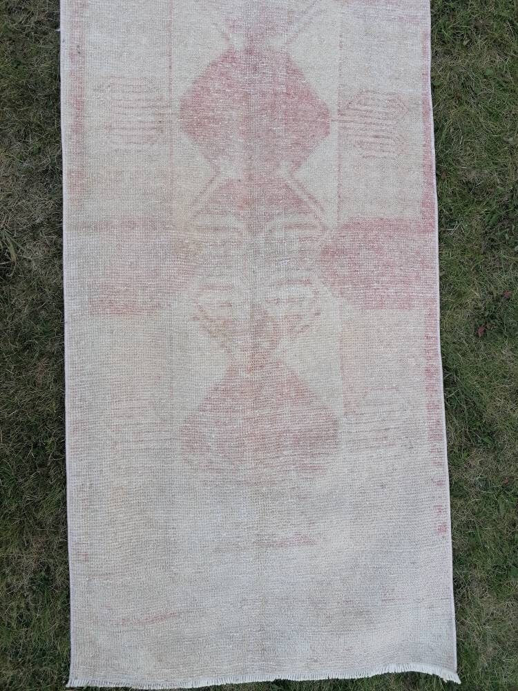 2.7 x 11.10 Muted runner rug vintage runner rug turkish runner  muted  wool runner rug