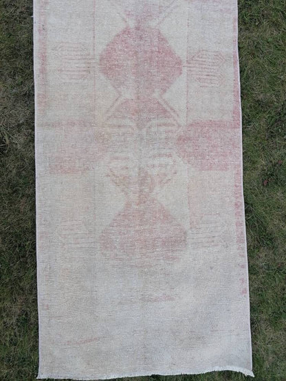 2.7 x 11.10 Muted runner rug vintage runner rug turkish runner  muted  wool runner rug