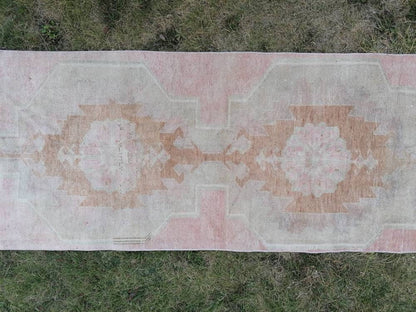 2.8 x 9.3 vintage runner rug turkish runner muted  wool runner rug vintage oriental runner