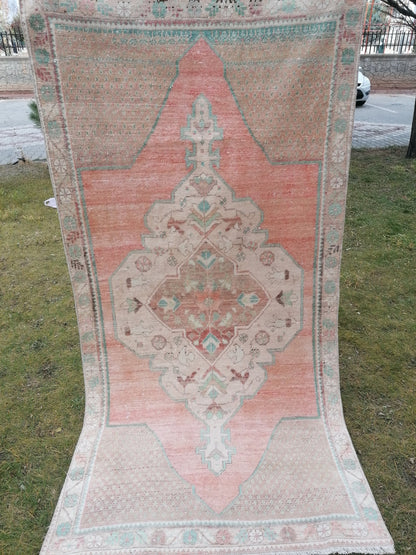 4 x 7.10 turkish rug, vintage rug, oushak vintage rug, kitchen rug