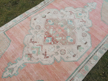 4 x 7.10 turkish rug, vintage rug, oushak vintage rug, kitchen rug