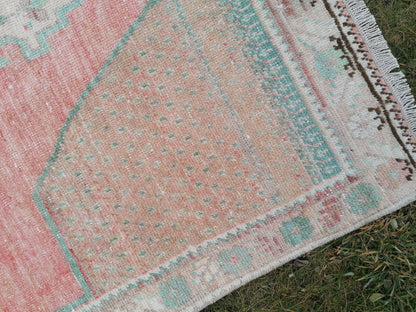 4 x 7.10 turkish rug, vintage rug, oushak vintage rug, kitchen rug
